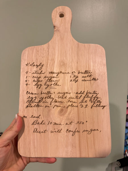 Custom personalized engraved recipe board