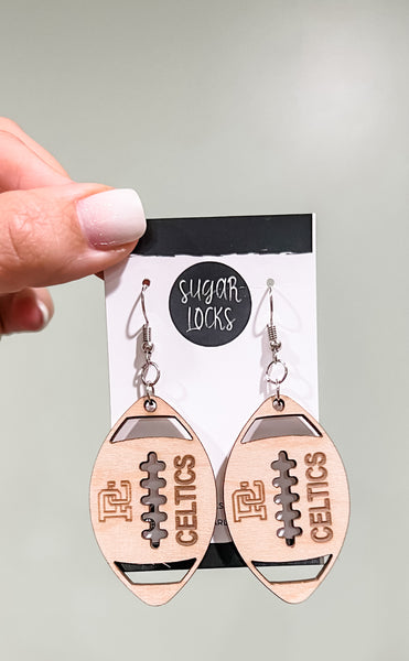 Custom Personalized Wood Football Earrings