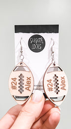 Custom Personalized Wood Football Earrings