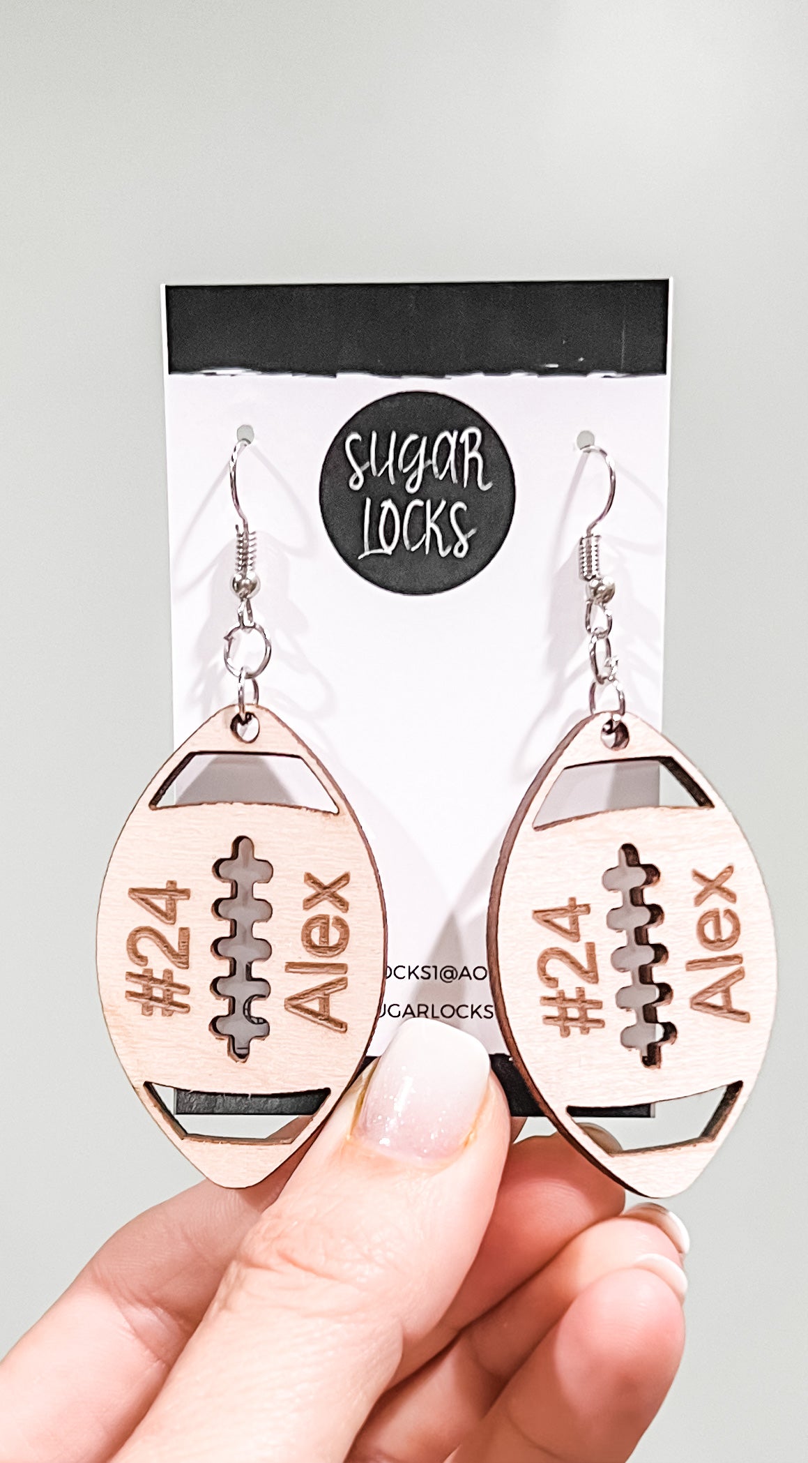 Custom Personalized Wood Football Earrings