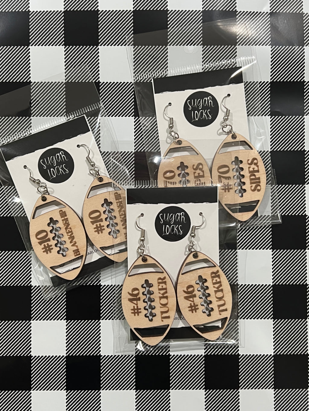 Custom Personalized Wood Football Earrings