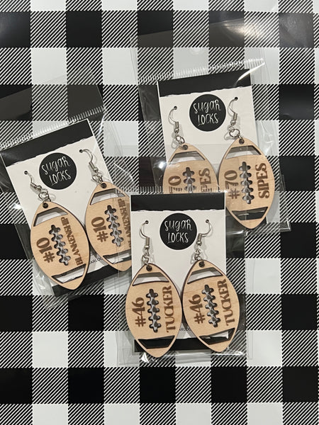Custom Personalized Wood Football Earrings