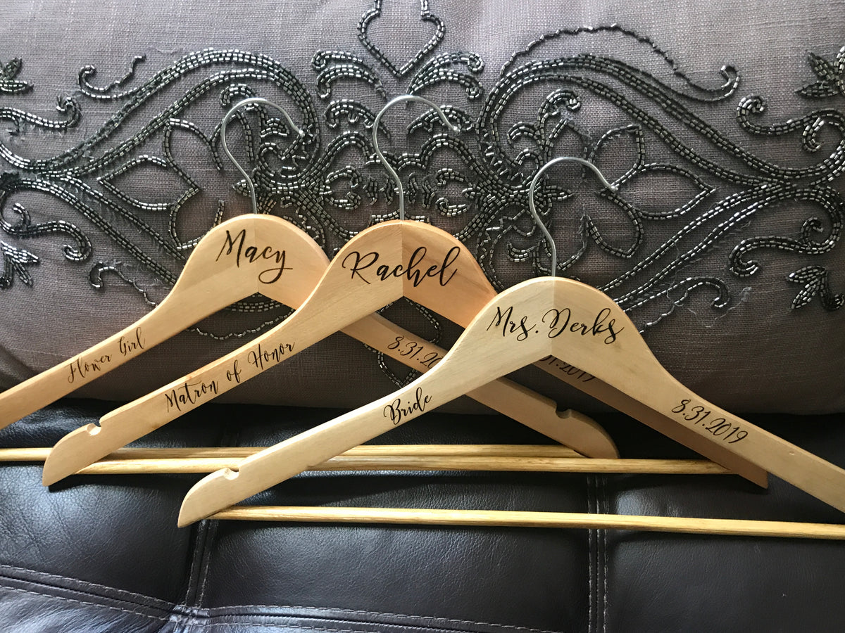 Bridal Party Wood Hangers Custom Personalized