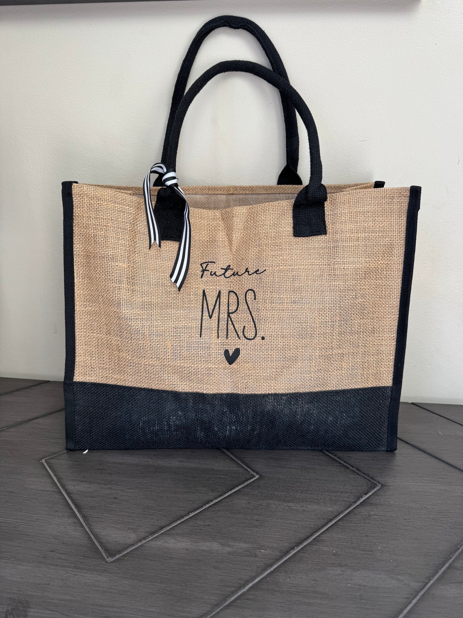 Personalized Canvas Tote Bag with Ribbon – Future Mrs. [Name]