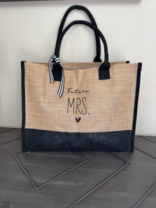 Personalized Canvas Tote Bag with Ribbon – Future Mrs. [Name]