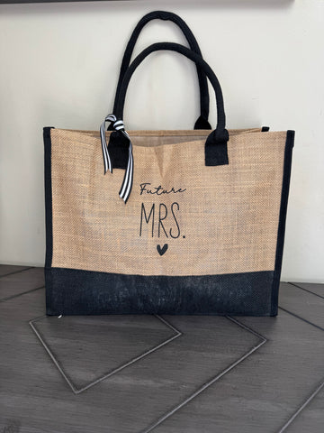 Personalized Canvas Tote Bag with Ribbon – Future Mrs. [Name]