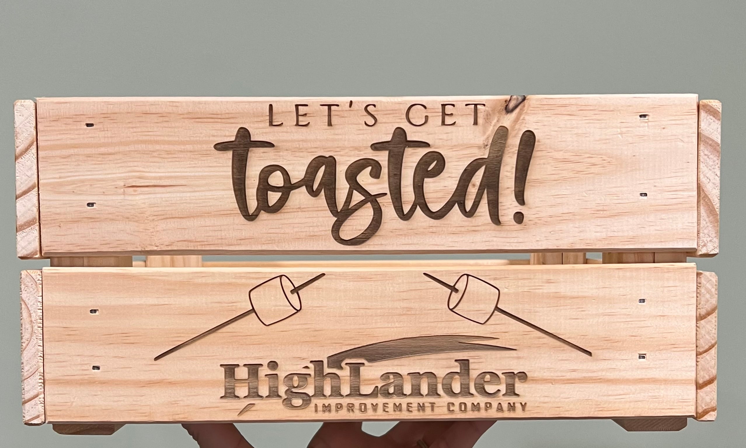 Custom Business Logo Wood Engraved Crate