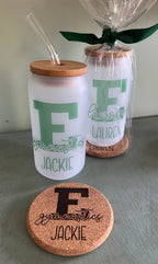 School Logo engraved on a cork coaster