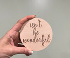 Gender Reveal Announcement Sign | Isn’t She Beautiful / Isn’t He Wonderful | Double-Sided Baby Announcement | Wooden Newborn Photo Prop