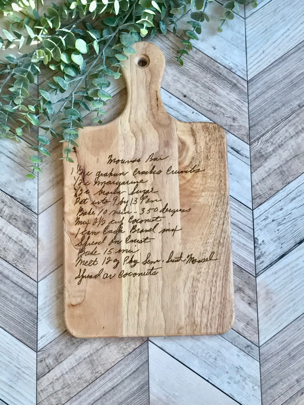 Custom handwritten personalized engraved recipe board one sided Short card