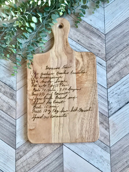 Custom handwritten personalized engraved recipe board one sided Short card