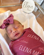 Personalized Baby Name Announcement Sign Set | Engraved Wood Birth Announcement Round | Custom Newborn Name & Stats Keepsake | Hospital Photo Prop