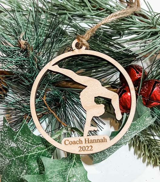 Personalized Girls Gymnastics Wood Ornament Pick from 6 designs