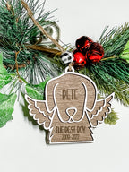 Personalized Dog or Cat wood Angel Memorial Ornament