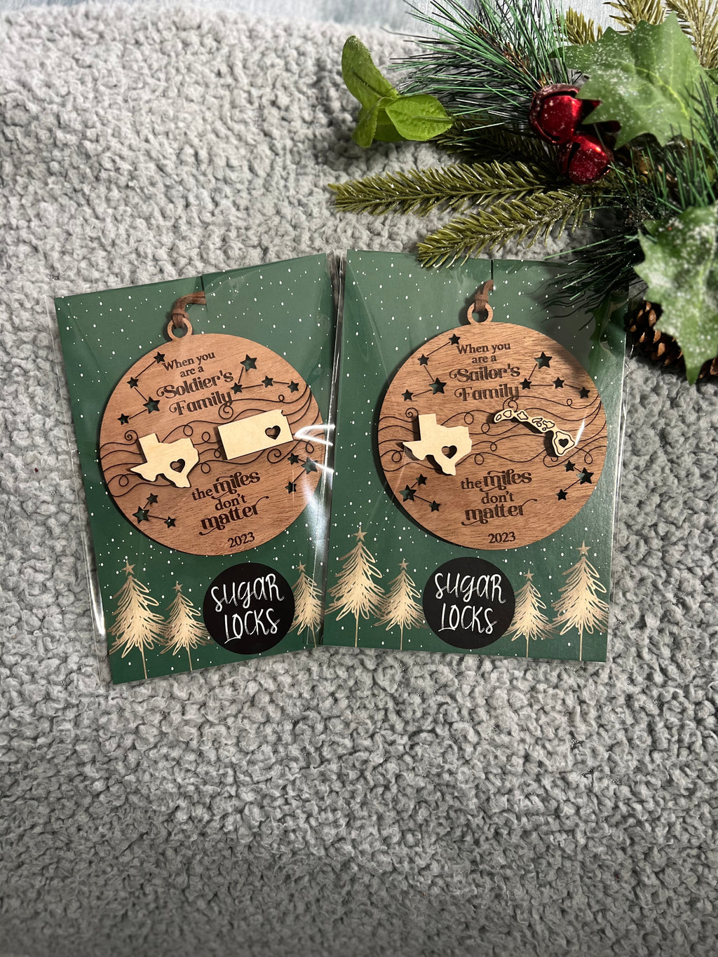 Military Miles Apart Ornament Custom Engraved Personalized Ornament