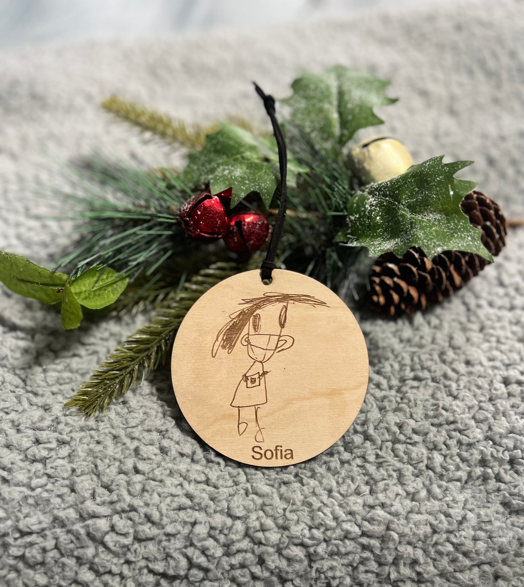Hand Drawn Kid Self Portrait Single Person Keepsake Christmas Ornament
