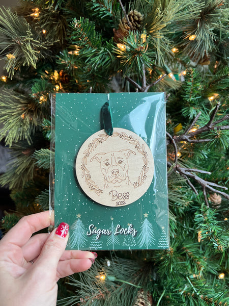 Hand drawn dog ornaments choose your breed and personalize the bottom