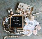 Personalized pregnancy announcement baby bodysuit with family name and due date