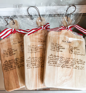 Custom handwritten personalized engraved recipe board one sided Short card
