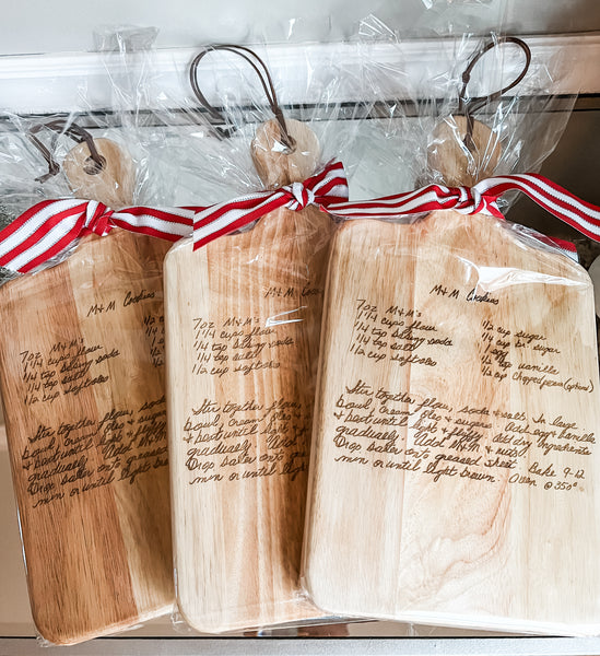 Custom handwritten personalized engraved recipe board one sided Short card