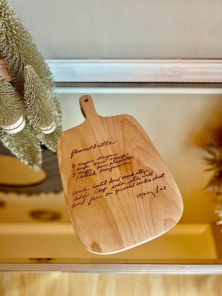 Custom handwritten personalized engraved recipe board one sided Short card