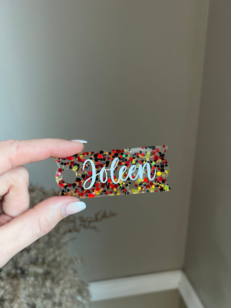 Red, Black and Gold Chunky Glitter Acrylic Name Plates for Stanley Cups Choose 30oz or 40oz.