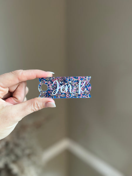 Light Pink and Light Blue Spring Glitter Dots Acrylic Name Plates for Stanley Cups Choose 30oz or 40oz.