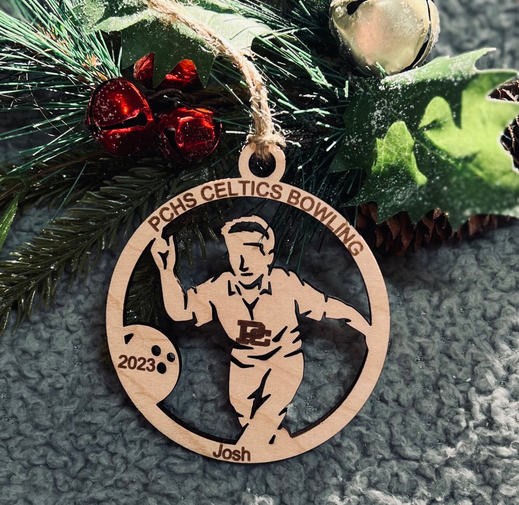 Custom Wood Ornament Bowling Design for Providence Celtics- Boy or Girl