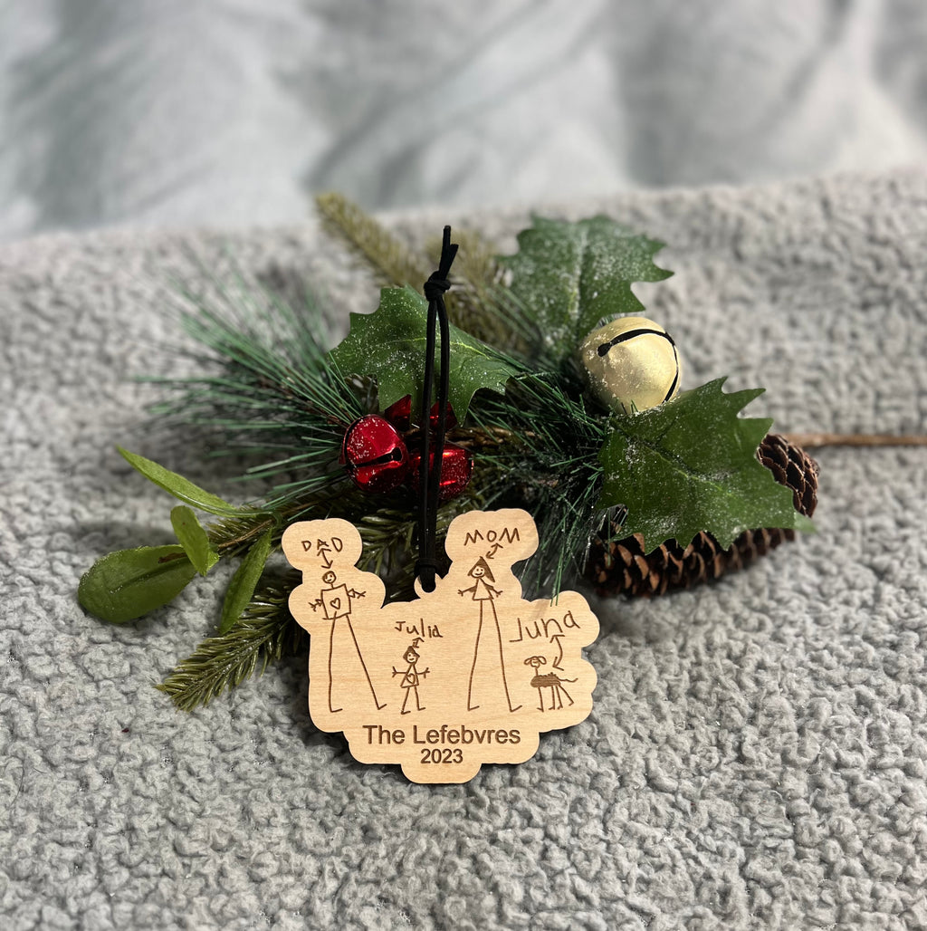 Hand Drawn Kid Personalized Christmas Ornament Cut Out