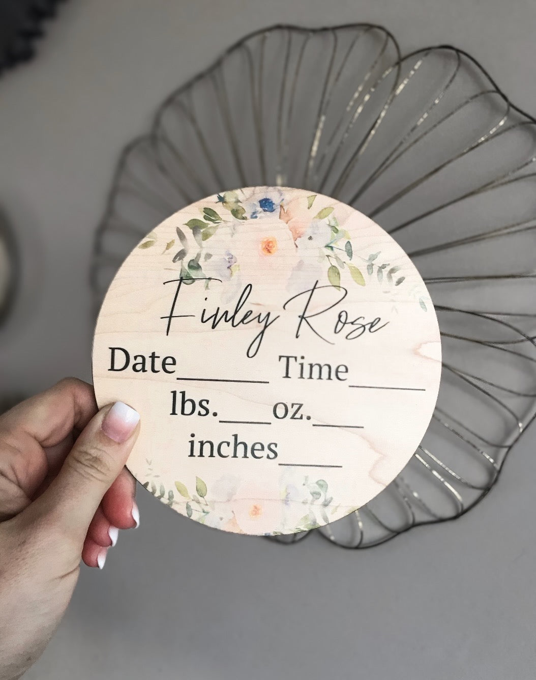 Personalized Baby Birth Stats Sign | Engraved Wood Announcement Round | Newborn Name & Stats Photo Prop | Custom Baby Keepsake