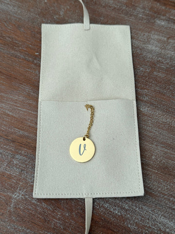 Personalized Initial Necklace with Engraved Pouch