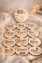 Wizard Baby Milestone Wood Rounds | Magical Monthly Baby Milestone Markers | Custom Baby’s First Year Photo Props | Baby Shower Gift