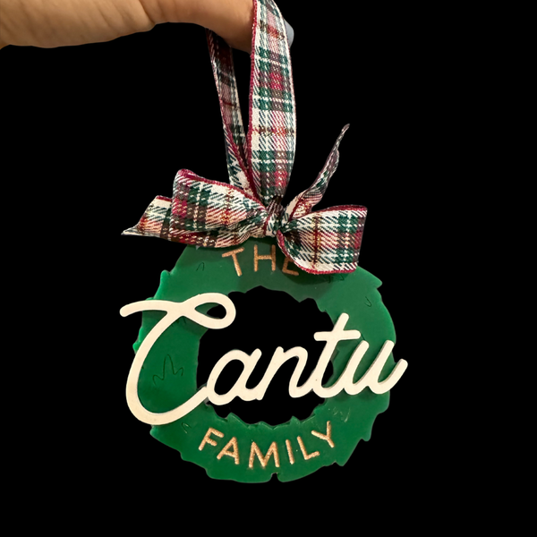 Wreath Family Name Ornament