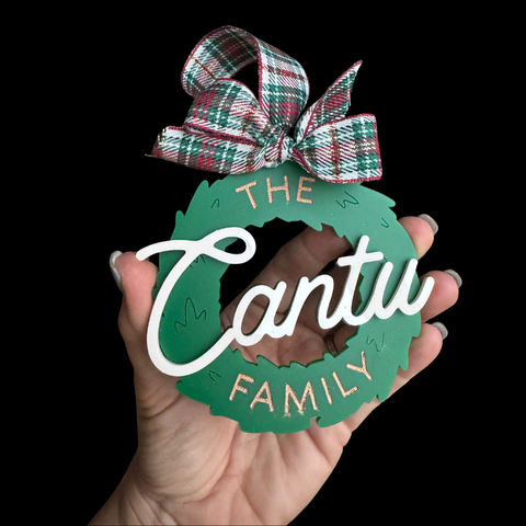 Wreath Family Name Ornament