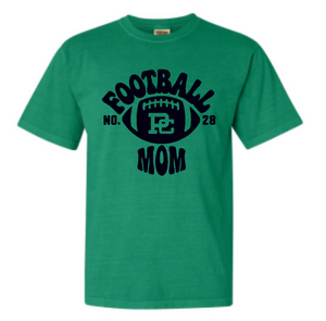PCHS Retro Football Number Mom Comfort Colors T shirt Available in 2 different colors