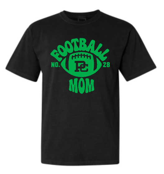 PCHS Retro Football Number Mom Comfort Colors T shirt Available in 2 different colors