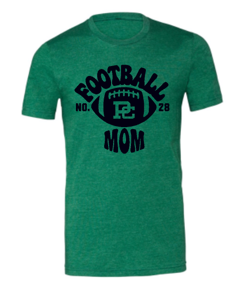 PCHS Retro Football Number Mom Bella T shirt Available in 2 different colors