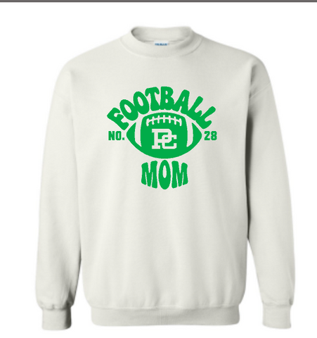PCHS Retro Football Number Mom Gildan Crew Sweatshirt Available in 2 different colors