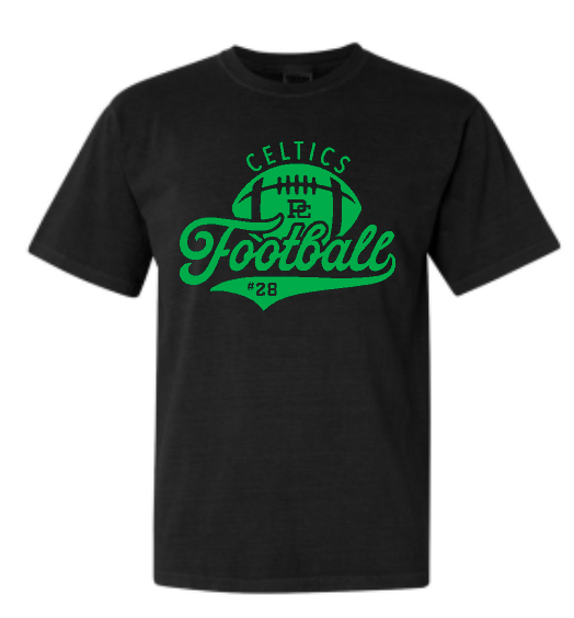 PCHS  Football Number Comfort Colors T shirt Available in 2 different colors