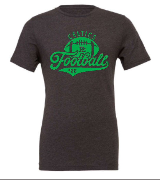 PCHS Football Number Bella T shirt Available in 2 different colors