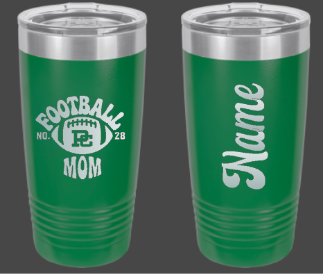PC Football Mom 32oz personalized water bottle or 20oz Travel Mug