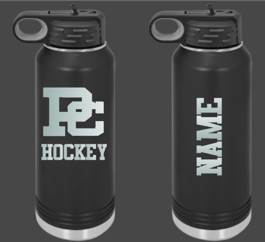 PC Hockey Personalized 32oz water bottle comes in 3 colors