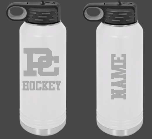 PC Hockey Personalized 32oz water bottle comes in 3 colors
