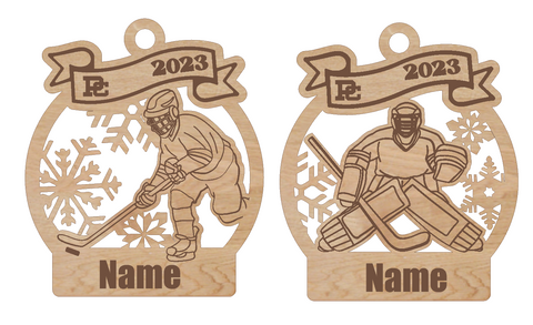 PC Hockey Personalized Laser Engraved Ornament 2 Player Choices- New Designs