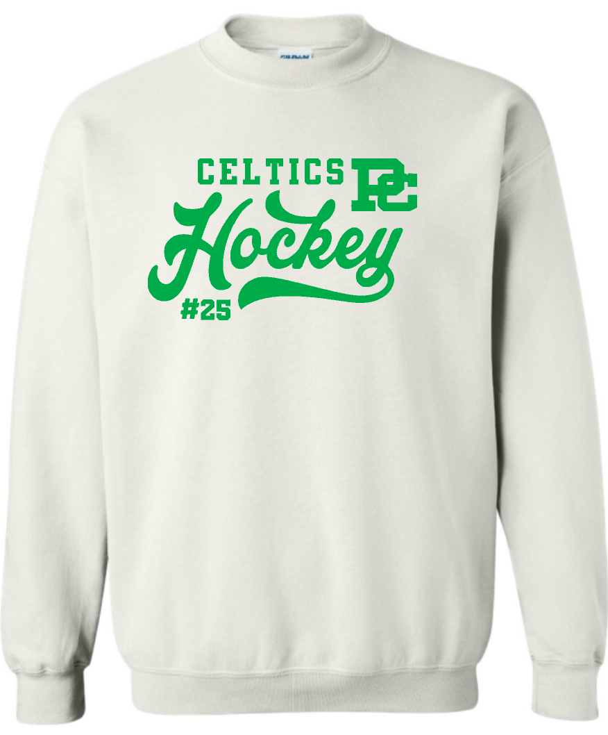 PC Hockey Number Gildan Crew Sweatshirt Available in 4 colors