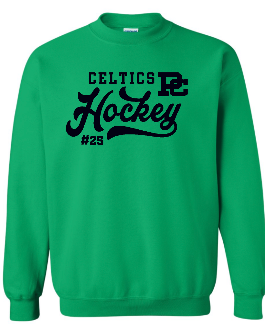 PC Hockey Number Gildan Crew Sweatshirt Available in 4 colors