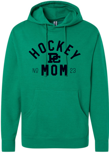 PC Hockey Mom & Number Independent Hooded Sweatshirt Available in 4 colors