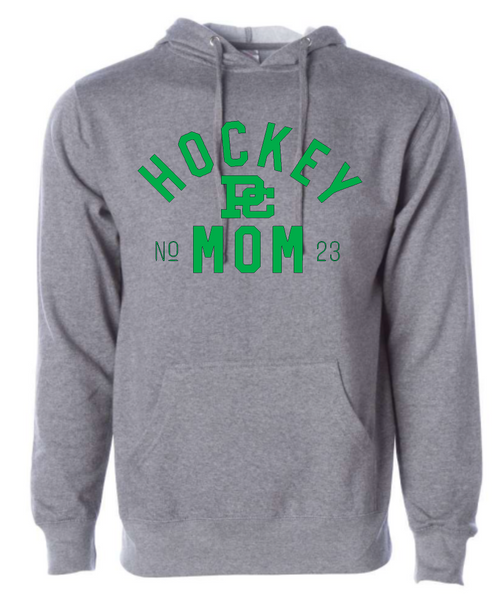 PC Hockey Mom & Number Independent Hooded Sweatshirt Available in 4 colors