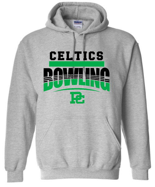PCHS Bowling Gray 2 color Logo HOODED Sweatshirt