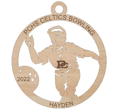 Custom Wood Ornament Bowling Design for Providence Celtics- Boy or Girl